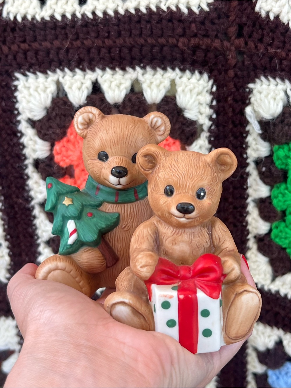 HOMCO Christmas Teddy Bear Figurines Set Tree Gift Taiwan Holiday Decor